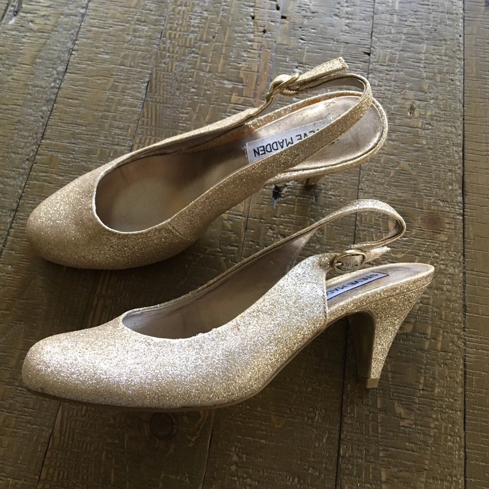 Steve Madden gold glitter heels